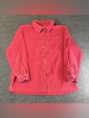 L.L.Bean Corduroy Shirt Jacket Pink Womens L Vintage Style